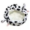 Baskarflickor Furry Lamb Hat Faux Y2K Cartoon Cosplay Painter Cow/ Leopard