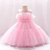 Girl's Dresses Baby newborn girl dress 1st birthday party dress Baptist white dress 9 12 months old fluffy clothing for toddlers Vittorio Bebe 24323