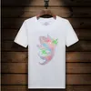 Verão Casual Mens Designer Strass Camisetas de manga curta Slim Fit Crew Neck Tops Tee Algodão Mercerizado