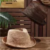 Wide Brim Hats Bucket Hats Big headed Panaman straw hat with folding straw hat womens straw hat size 61cm XL mens jazz top sun protection womens sunshade hat 24323