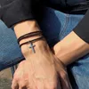 Charm Bracelets Simple Multi-layer Bracelet Black Rope Chain Wristband Hiphop Pendant Casual Adjustable For Mens Jewelry