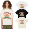 Meichao printemps/été nouveau Rhude lettre impression poids élevé Double fil pur coton décontracté ample à manches courtes T-shirt pour hommes et femmes0YA30YA3