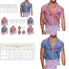 Herrklänningskjortor Mens Mänskjorta genomskinliga lapel Top Loose Flower Printed Short Sleeve-knappar andningsbara kappor släpper leverans en dh2nb