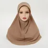 Ropa étnica Elástico Listo para usar Hijab instantáneo Pinless Musulmán Mujeres Bufanda Cuello Cubierta Femme Turban Musulman Deportes Hijabs Plain