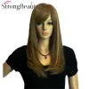 Peruker Strongbeauty Girl Cosplay Blonde Brown Wig Long Straight Oblique Bangs Full Hair Wigs