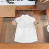 Brand kids designer clothes Checker splicing design baby shirt Size 110-160 CM high quality Short sleeve girls boys Blouses 24Mar