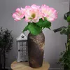 Decorative Flowers 1pcs High Quality PU Hand-feeling Lotus Flower Simulation Leaf Branch Stage Pography Props El Decoration