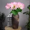 Fiori decorativi 1 pz PU di alta qualità sensazione della mano Fiore di loto Simulazione Foglia Ramo Fase Pografia Puntelli Decorazione El