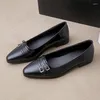 Casual Shoes Spring 2024 Women's Flats Pointed Toe Slip-on Leather Plus Size Woman Zapatos Para Mujeres