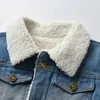 Jackets Girls Boys Coat Children Imitation Lamb Wool Lined Thermal Denim Jacket Korean Version Winter Thickened Fashion