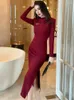 Casual Dresses Fashion Work Style Formal Long Women Elegant Mujer Ladies Commute Sleeve Bodycon Dress Vestidos Robe Street Clothes