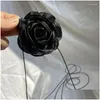 Catene Collana con fiori di rosa Collare 3D Filato esagerato Catena di gioielli con clavicola per donne Ragazze Ornamento Cosplay Dropship Consegna di goccia Otcmz