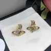 Tasarımcı Charm Stud Küpe Viviane Lüks Kadınlar Lüks Takı Satürn Kulüp İnci Altın Küpe Cjeweler Planet Westwood Kadın 663