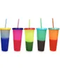 Bottles Changing Plastic Cup Temperature Plastic Color Water Cold Colorful Color Straws Cup Mug Water With Changing Change LJJK21 1649159