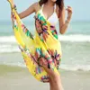 Robe de plage imprimée, Sexy, dos ouvert, dos nu, écharpe, col licou, serviette en mousseline de soie, jupe paréo pour bikini, été, maillots de bain femmes