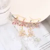 Kolczyki Dangle Exquite Crystal Flower Drop For Women Prezenty Pink Clear Mase Jewelry Akcesoria