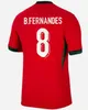 2024 Jerseys de futebol de Portugusa Portugal Ronaldo Joao Felix Pepe Bermardo B.Fernandes Camisa de Futebol 24 25 J.Moutinho Camisa de futebol masculino Kit Women Women di Di