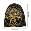 Berets Motorhaube Hüte Viking Baum des Lebens Männer Frauen Dünne Skullies Beanies Hut Goldene Herbst Frühling Warme Kappe Design Kappen