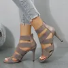 Robe chaussures femmes été gladiateur sandale pour femme sexy mince talons hauts Rome peep toe zip style britannique dame