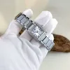 Conjunto quadrado de diamante casal moda romana quartzo tanque série relógio de textura masculino e feminino novo