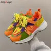 Skor orange plattform sneakers kvinnor 2023 våren andningsbar tjock suled sportskor kvinna hip hop non slip spets upp casual skor rosa