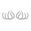 Stud Earrings Creative Design For Women High Quality Silver Color White CZ Ear Piercing Trendy Jewelry