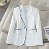 Ternos femininos de alta qualidade senhoras inverno branco vermelho jaqueta mulheres preto marrom manga longa único botão feminino casaco casual com bolso blazer