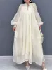 Fairycore – robe élégante pour femmes, col en V, manches longues, ample, broderie, mode Vintage, français, blanc, printemps, 240320