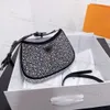 Borsa da donna con strass Hobo sotto le ascelle Borsa di design di lusso borse cleo hobo borse Borsa a tracolla portatile con diamanti blingbling Borsa per banchetti Borsa a portafoglio