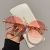 Nouveau rétro cadre rond lunettes de soleil dégradé coloré mode femmes lunettes de luxe marque concepteur parasol 240323