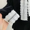 Abiti da lavoro Dolce vestito da ragazza Autunno da donna Velluto nero Top a maniche lunghe con scollo a V Mini gonna Set di due pezzi Abiti femminili di moda