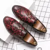 luxury Men Leather Shoes Fi Fringed Leopard Loafers Men Slip- Wedding Party Casual Shoes Large Size 38-48 Dropship F8or#