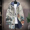 Men's Trench Coats 3D Printed Colorful Tribal Retro Pattern Hooded Zipper Warm And Cold-proof Jacket For Your Own Winter Casual Series-F4