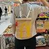 Aufbewahrungstaschen Cartoon Pommes Frites Verpackungstasche Niedliche Leinwand Student Schultasche Lustiger Rucksack Große Kapazität Messenger Damenhandtasche