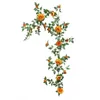 Artificial Sweetheart Roses Silk Fake Flowers Vines Festival Party Decoration Simulation Orange Rose Vine Green Plant Flower 240309