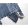 Damesvesten Lente Koreaanse Kralen V-hals Denim Vest Vrouwen Casual Vest Losse Korte Vintage Jeans Mouwloze Jas Vrouwelijke