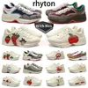 Rhyton tênis designer rhython sapatos casuais tênis de corrida masculino feminino esportes grosso sola mulheres desenhos animados letras grossas soleg g família bege treinadores ao ar livre