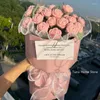 Fiori decorativi 1 pezzo di mazzi di fiori di rosa da tavolo, bouquet singolo lavorato a maglia rifinito all'uncinetto per decorazioni di nozze, regalo di San Valentino per la mamma