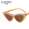 2 pcs Fashion luxury designer Diamond studded triangular cats Eye Sunglasses 2022 new fashion sunglasses versatile personality exaggerated fashion sunglasses