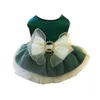 Dog Apparel Mesh Splicing Pet Dress Comfortable Clothes For Small Breeds Stylish Princess Dresses With Bow