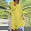 Casual Dresses Dress Women's Fashionable Round Neck Long Sleeve Mock Two Piece Asymmetric Slit Color Womens Above Knee