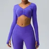 Chemises actives Sexy serré à manches longues dessus de yoga en plein air séchage rapide sport T-shirt gymnastique push-up entraînement en cours d'exécution nu Fitness vêtements haut