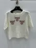 311 L 2024 vår sommarkvinnor tröja kort ärmbesättningsnack varumärke samma stil randig pullover vit kvinnor qian