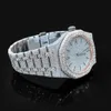 Anpassad lyxig rostfritt stål VVS Moissanite Iced Out Band Wrist Automatic Watch