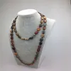 ST0004 Square picasso jasper Bead 42 inch Knotted Long semi precious stone necklaces New Design Necklace 254K