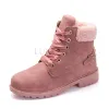 Boots Send Free Lace Snow Boots Woman Casual Ankle Round Toe Women Shoes Platform Pink Booties Winter Plush