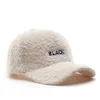 Ball Caps Drop Warm Baseball Faux Lamb Wool Dad Hat Teddy Fleece Snapback Hats Adjustable Windproof Outdoor Cap