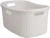 Tvättväskor 40L Basketkläder Hamper Lid Wicker Design Plast 23 "L X 14,25" W 11 "H elfenben