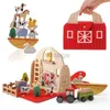 Sorting Nesting Stacking toys Baby wooden barn detachable house toy model Montessori busy box car animal block baby puzzle game 24323