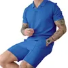 Tracksuits masculinos homens lounge outfit casual verão conjunto com decote em v camiseta larga perna shorts streetwear moda para elástico